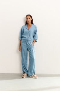 Chambray Trousers with Wide Legs