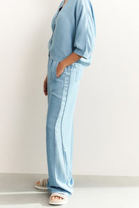 Chambray Trousers with Wide Legs