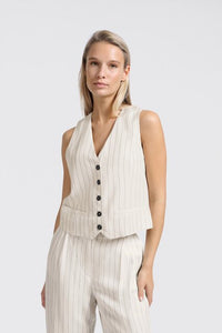 Striped Linen-blend Trousers