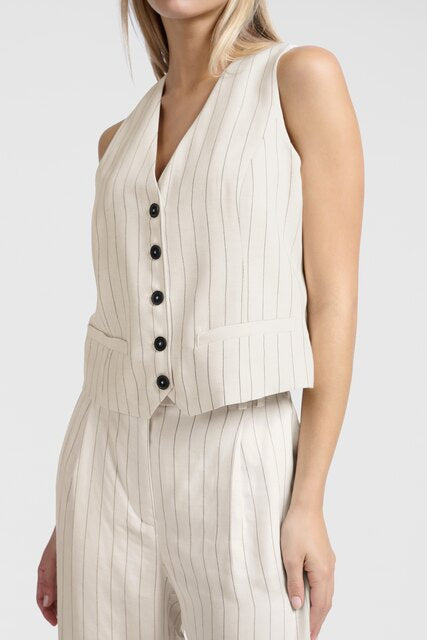 Striped Linen-blend Trousers