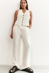 Striped Linen-blend Trousers