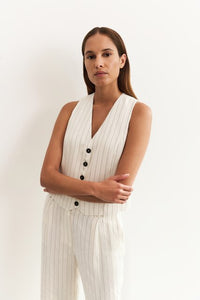 Striped Linen-blend Trousers