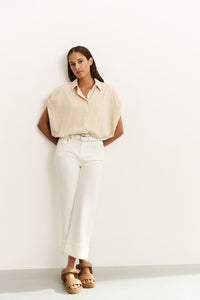 Sleeveless Blouse with Elastic Waist