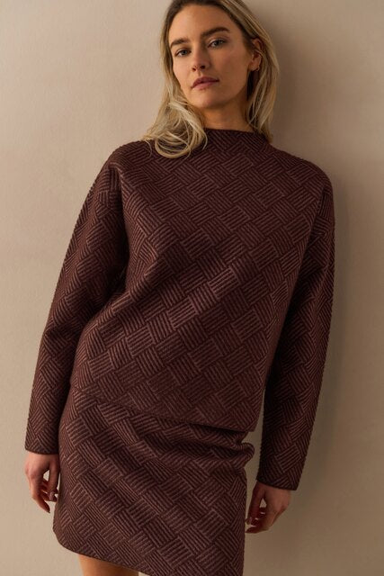 Jacquard Sweater Long Sleeves Stand-up Collar