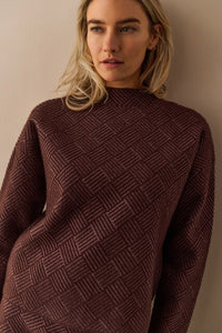 Jacquard Sweater Long Sleeves Stand-up Collar