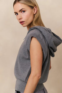 Sleeveless Knit Hoodie