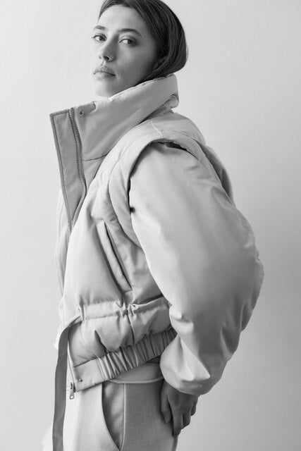 Cropped Jacket with Zip-off Sleeves
