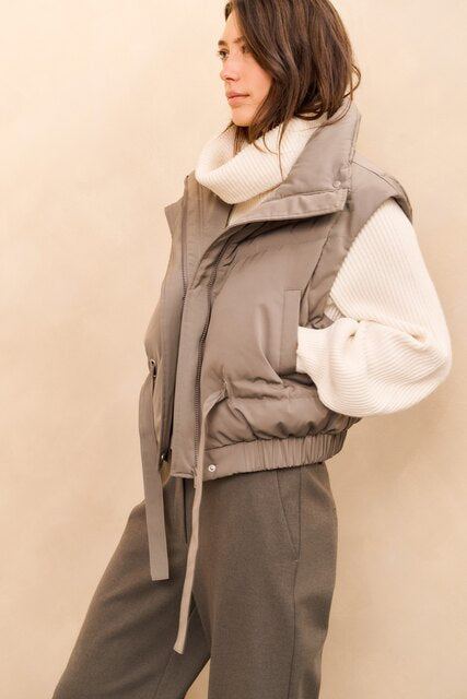 Cropped Jacket with Zip-off Sleeves