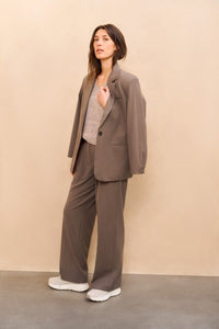 Melange Knit with V-neck and Button Details