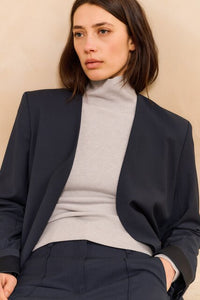 Wide Leg Trousers with Decorative Seams and Slit