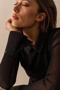 Mesh top with removable cuffs and collar