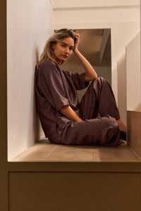 Shiny Woven Trousers with Wide Legs