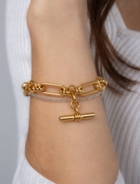Maline Double Layered Bracelet with T-bar-14k Gold