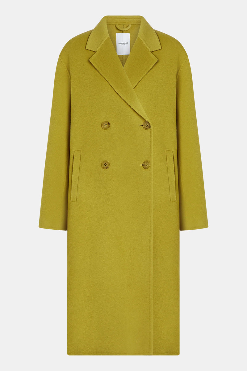 Chartreuse Wool-Blend Longline Coat