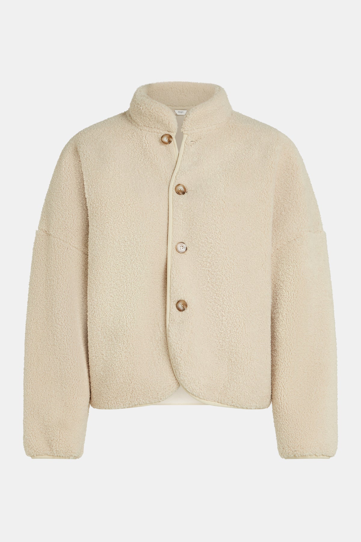 Teddy Fleece Jacket with Asymmetric Button Detail
