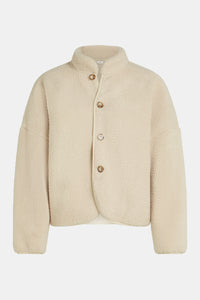 Teddy Fleece Jacket with Asymmetric Button Detail