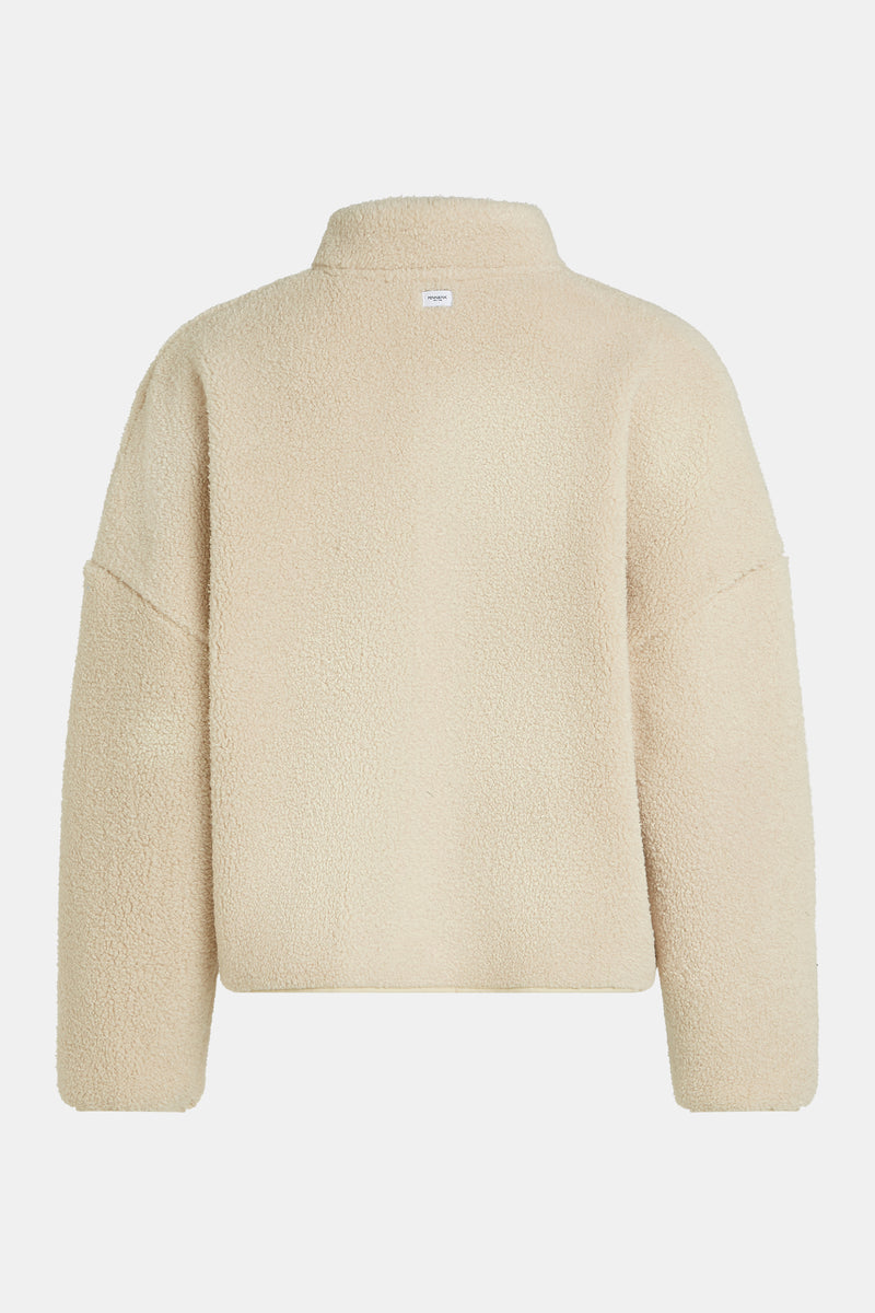 Teddy Fleece Jacket with Asymmetric Button Detail