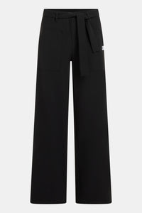 Wide Leg Belted Trousers in Travel Fabric