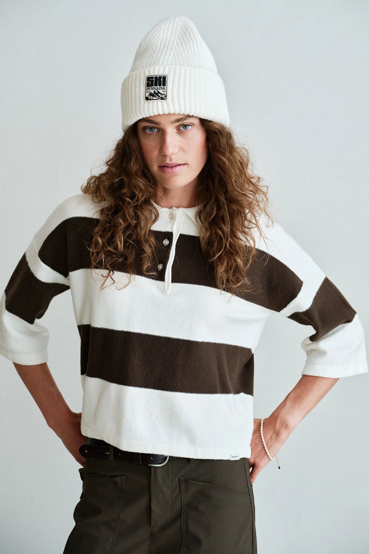 Penn & Ink NY Wide Stripe Knit Polo