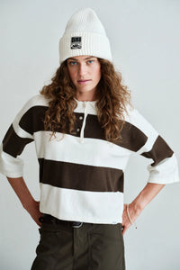 Penn & Ink NY Wide Stripe Knit Polo