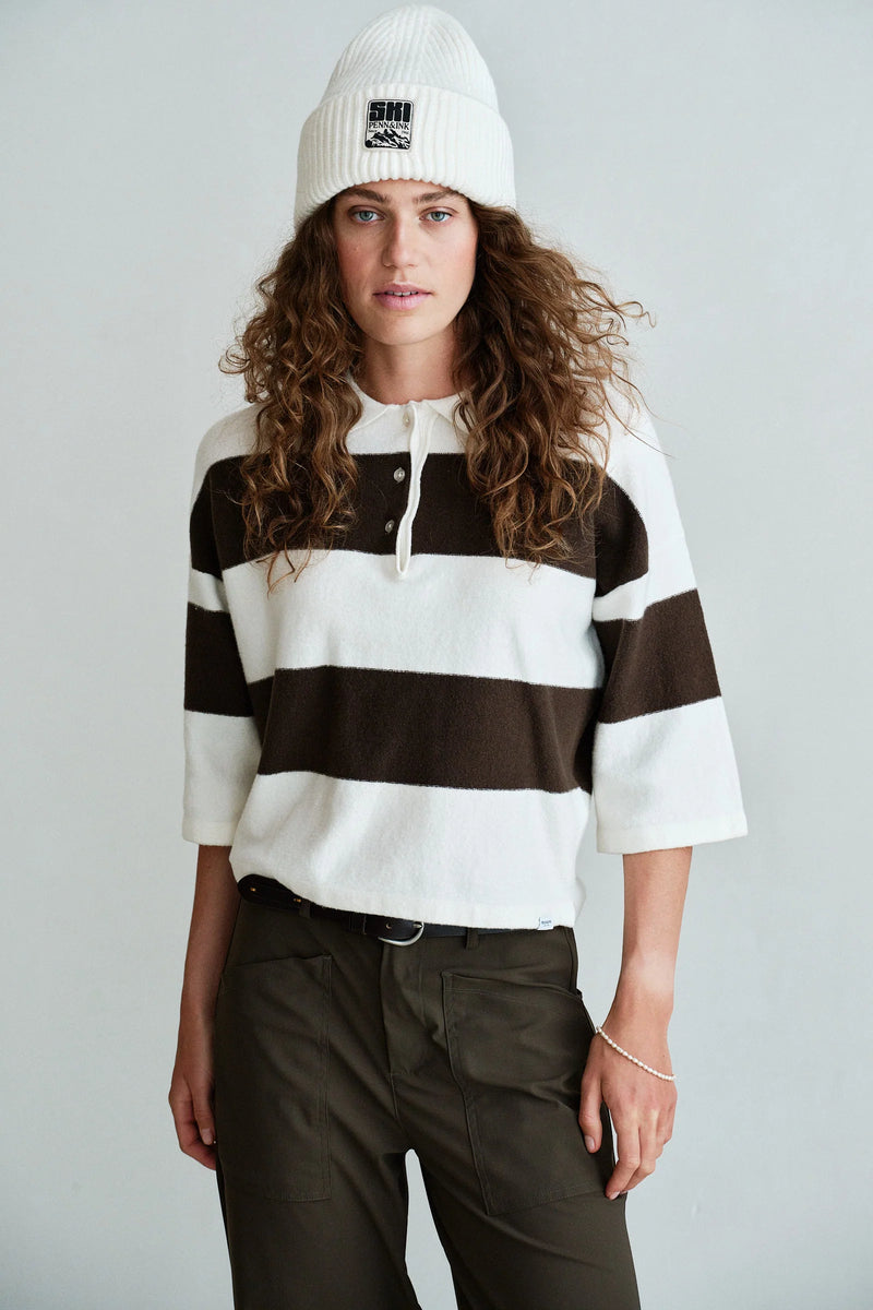 Penn & Ink NY Wide Stripe Knit Polo