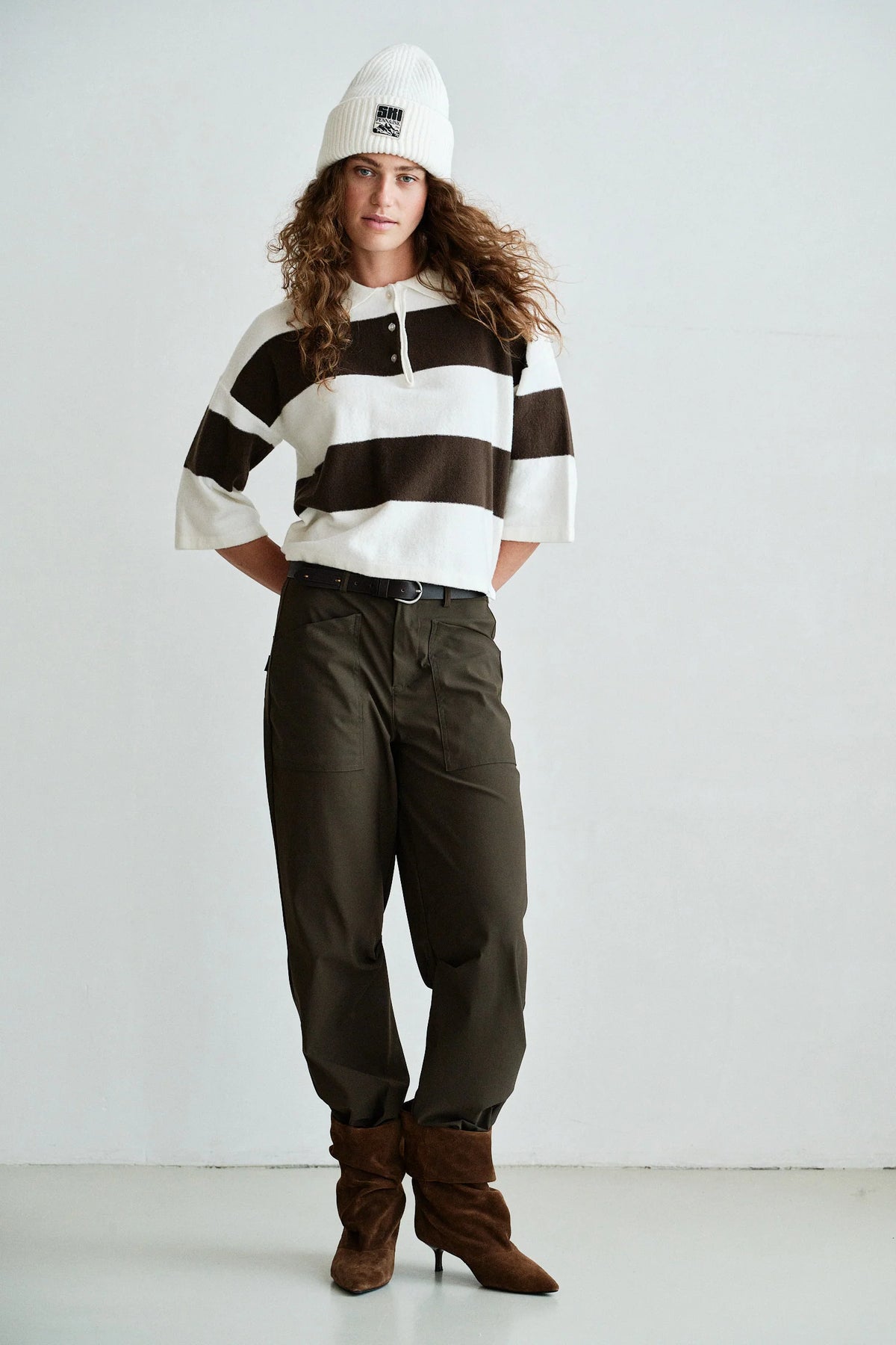 Penn & Ink NY Wide Stripe Knit Polo