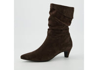 Chocolate Brown Suede Slouch Mid-Calf Boots