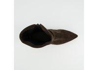 Chocolate Brown Suede Slouch Mid-Calf Boots