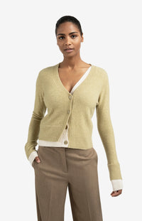 Cardigan with Contrast Details and V-neck