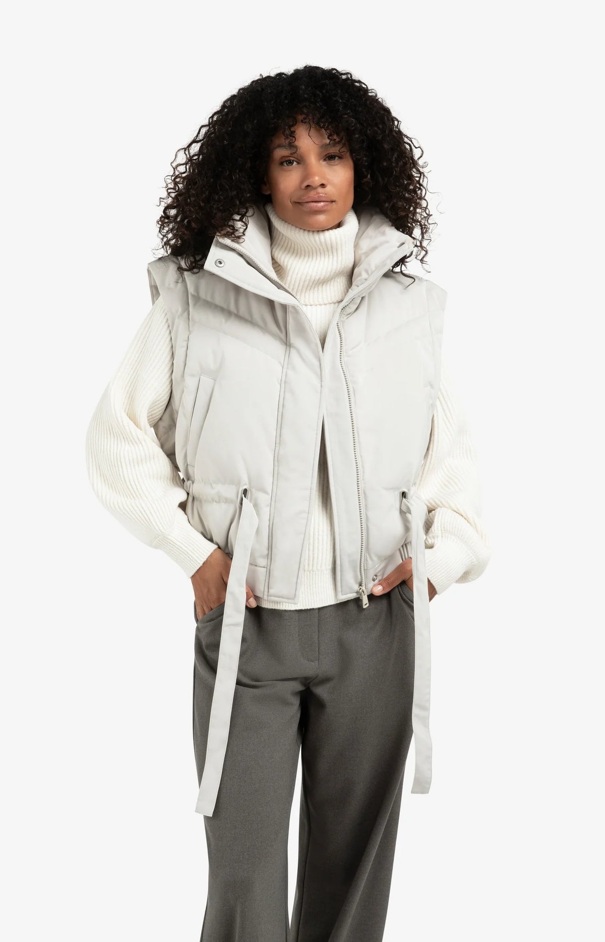 Cropped Jacket with Zip-off Sleeves