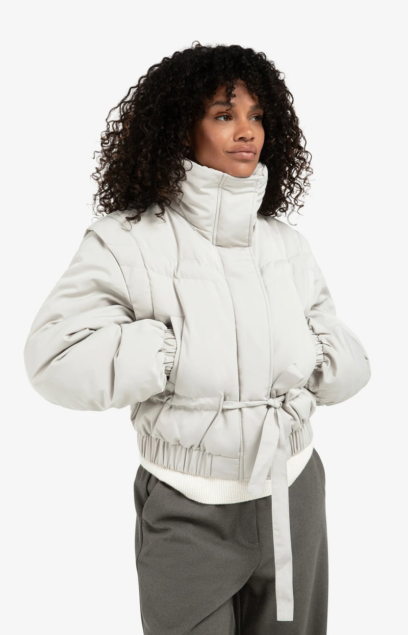 Cropped Jacket with Zip-off Sleeves