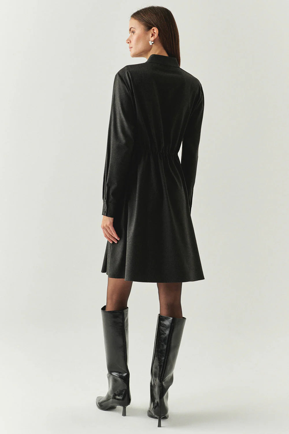 Denver Grey Long Sleeve High Neck Dress