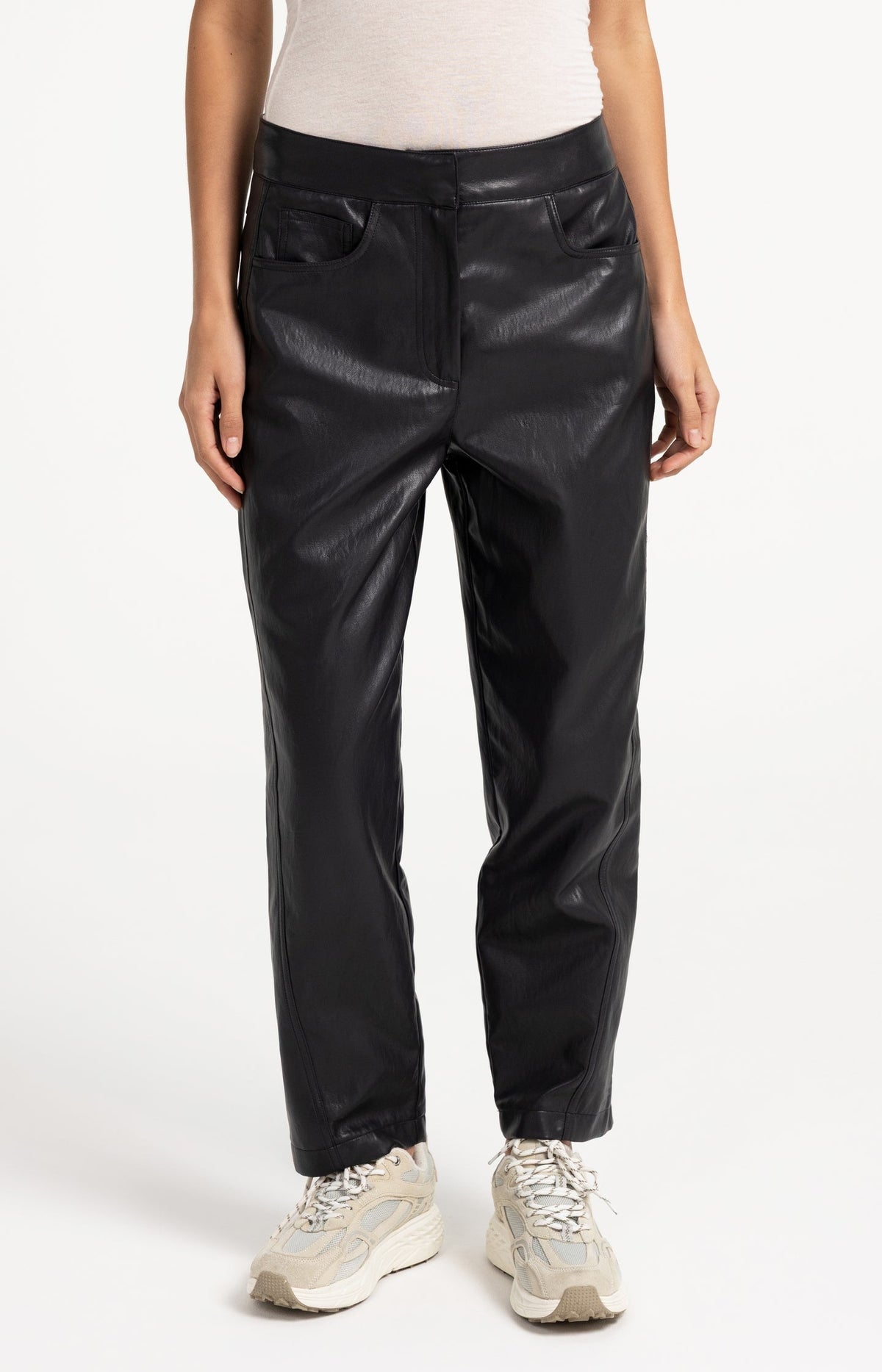 Faux Leather Carrot Fit Trousers