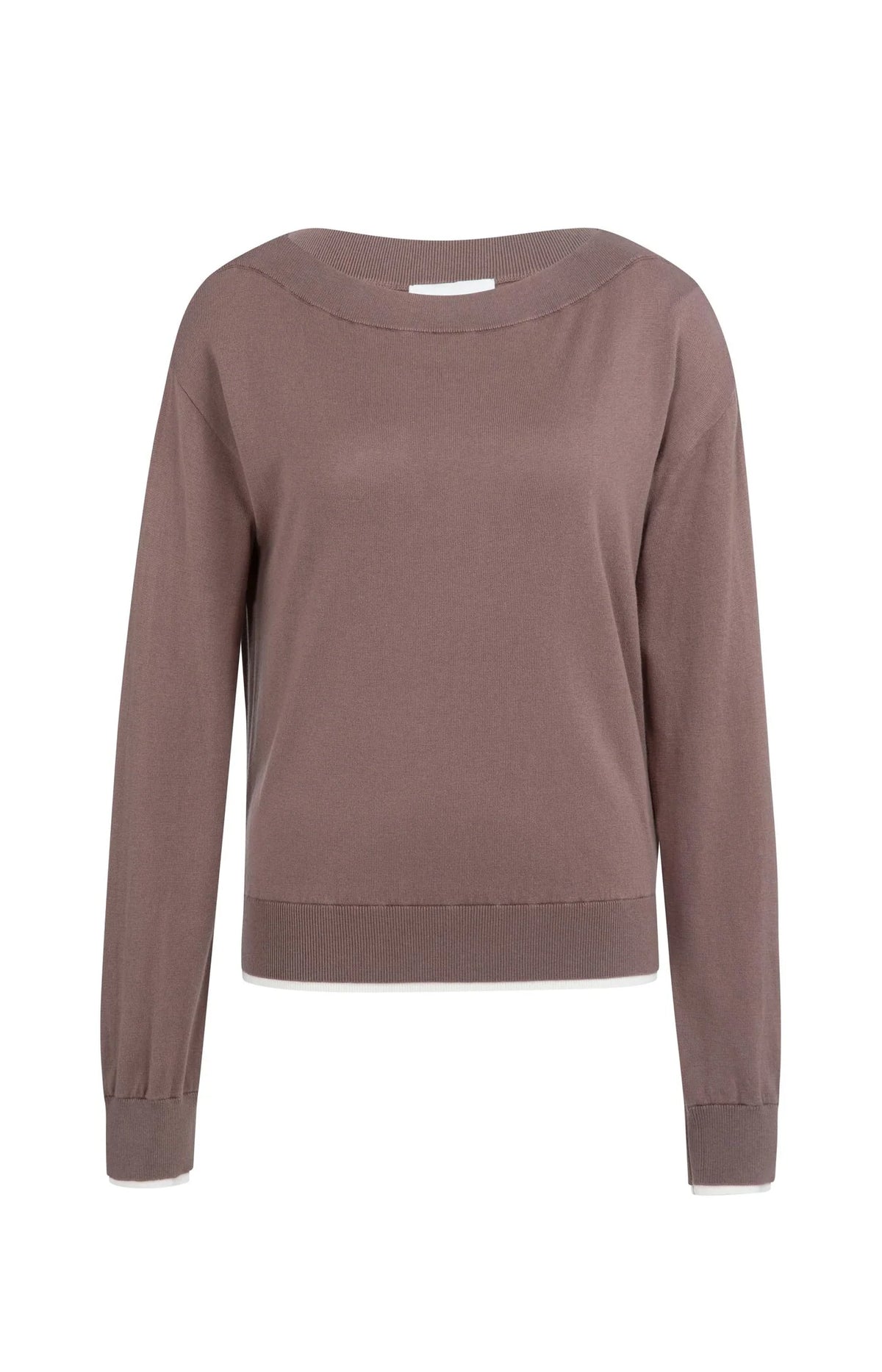 Fine Knit Sweater with Boat Neckline