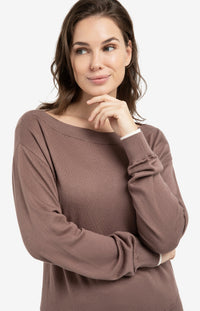 Fine Knit Sweater with Boat Neckline