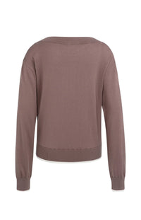 Fine Knit Sweater with Boat Neckline