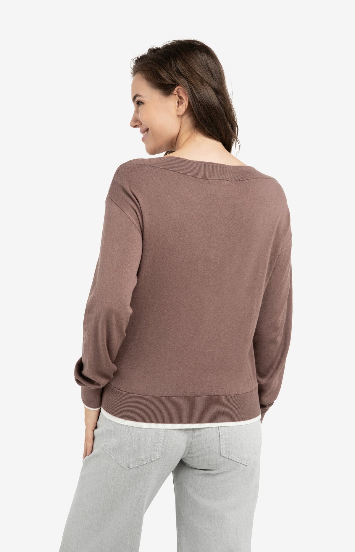 Fine Knit Sweater with Boat Neckline