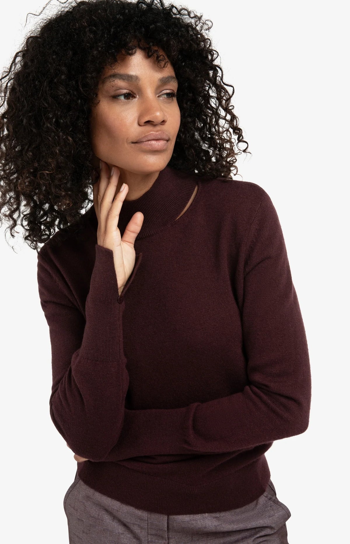 Sweater Mock Neck Cut-out Neckline