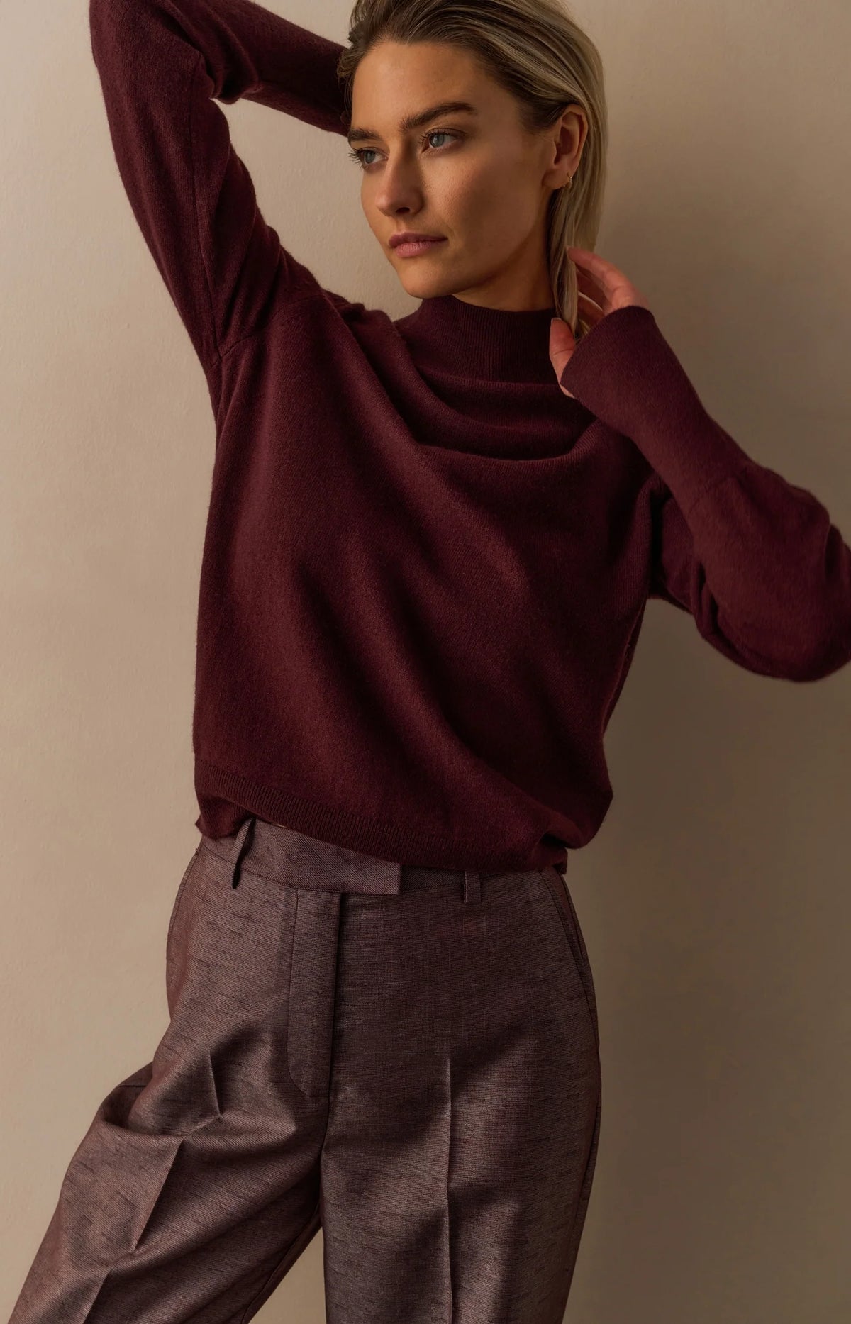 Sweater Mock Neck Cut-out Neckline
