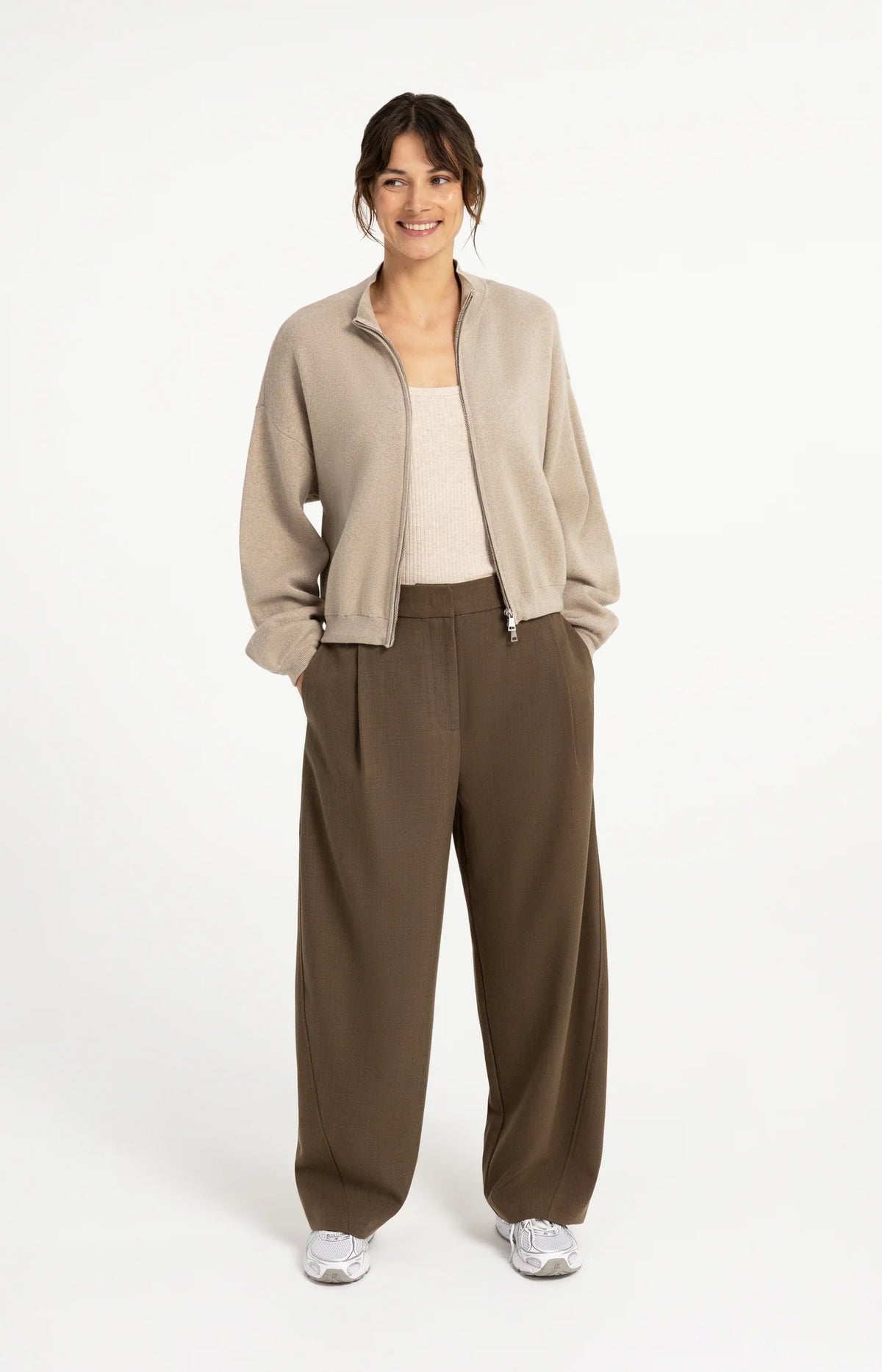 Jacquard Knitted Cardigan Zip Closure