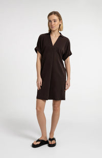 YAYA Jersey Dress with Pleated Short Sleeves