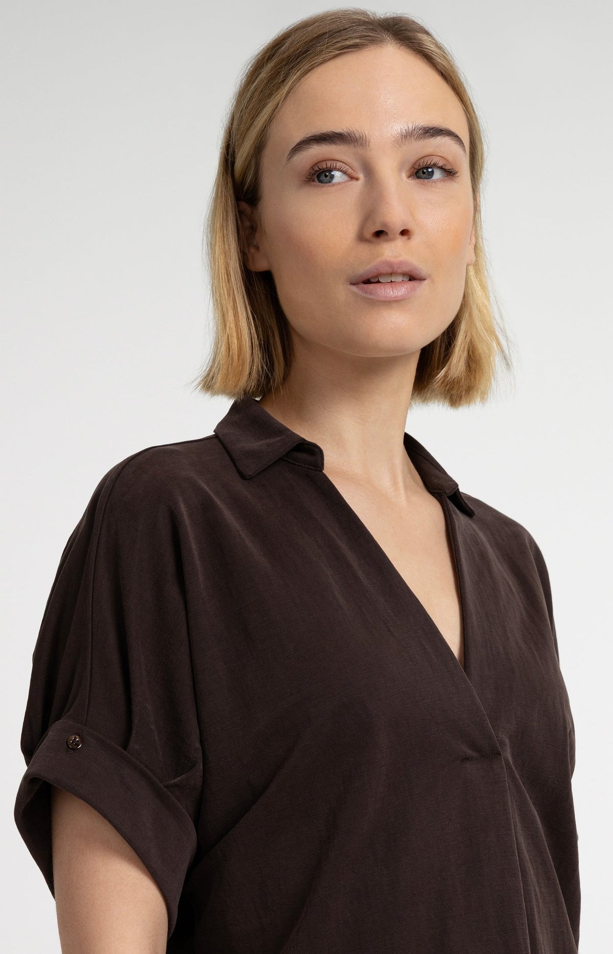 YAYA Jersey Dress with Pleated Short Sleeves