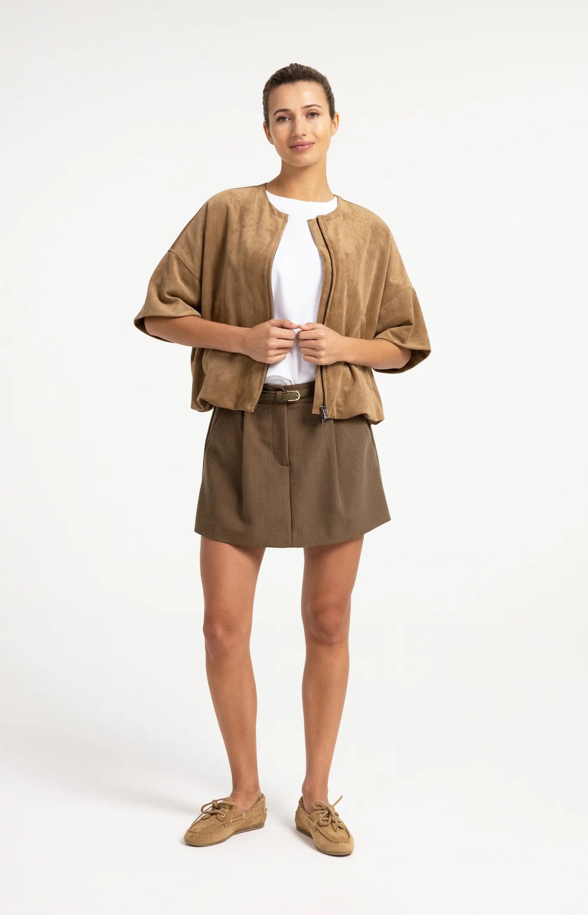 Oversized Suedine Jacket Short Sleeves