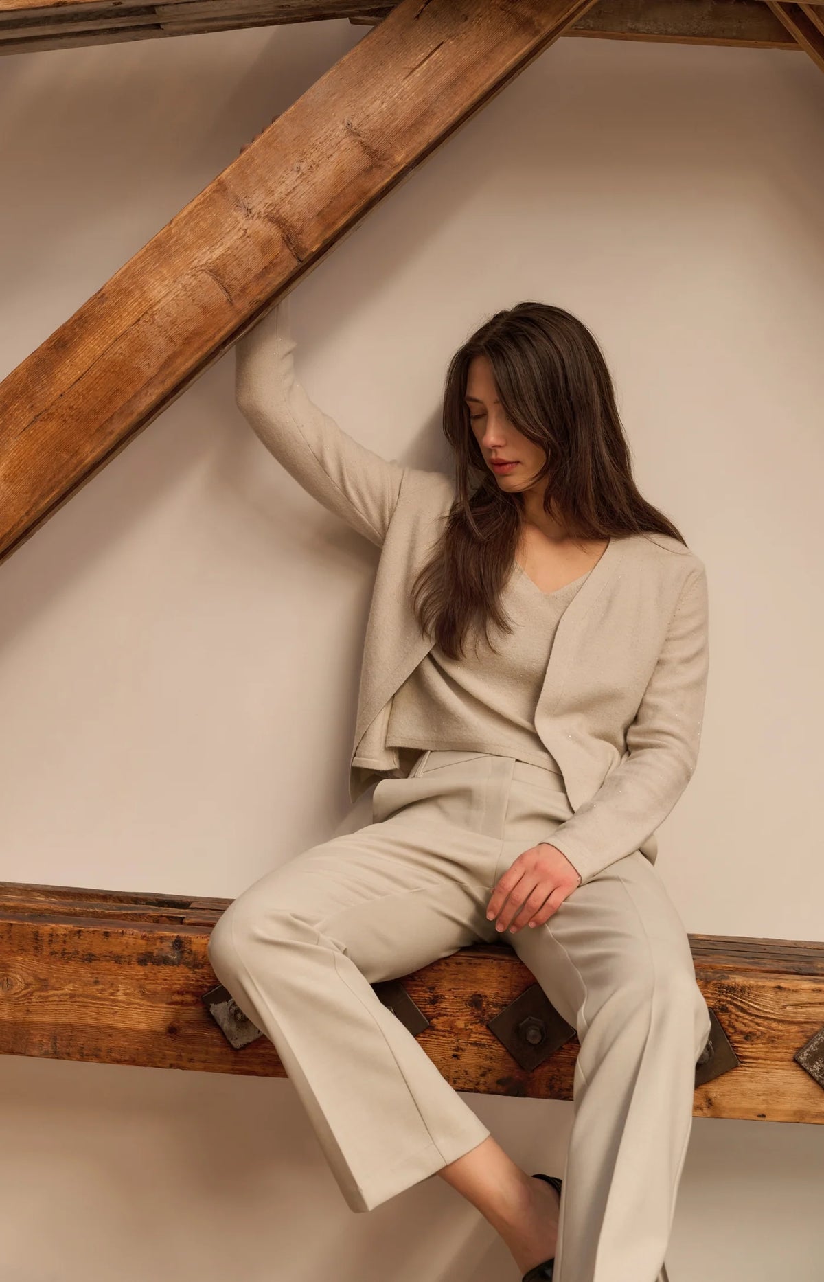 Knitted Cardigan with Matching Spencer with Subtle Sequins