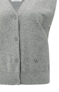 Knitted Gilet with V-neck and Asymmetric Buttoning
