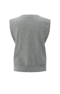 Knitted Gilet with V-neck and Asymmetric Buttoning