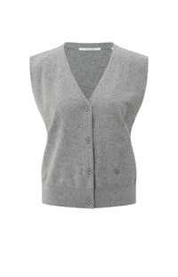 Knitted Gilet with V-neck and Asymmetric Buttoning