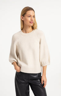 Knitted Sweater with Balloon Sleeves