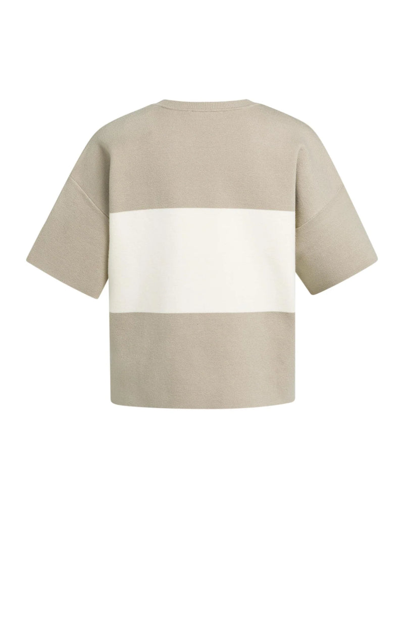 Knitted Top Block Stripes Short Sleeves