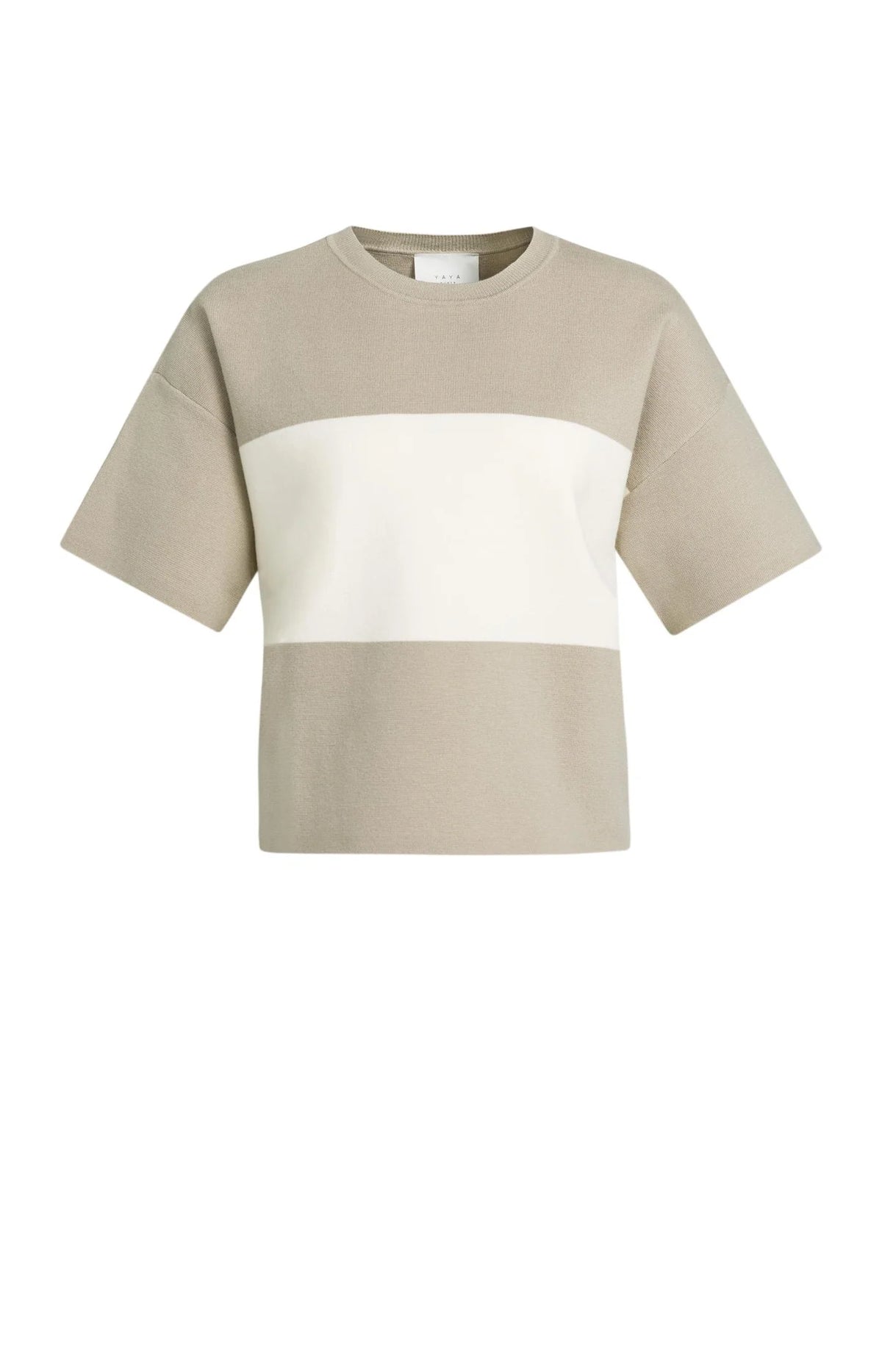 Knitted Top Block Stripes Short Sleeves